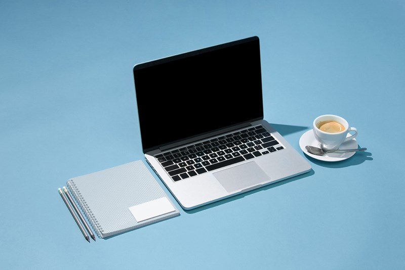 Laptop Pens Phone Note With Blank Screen Table